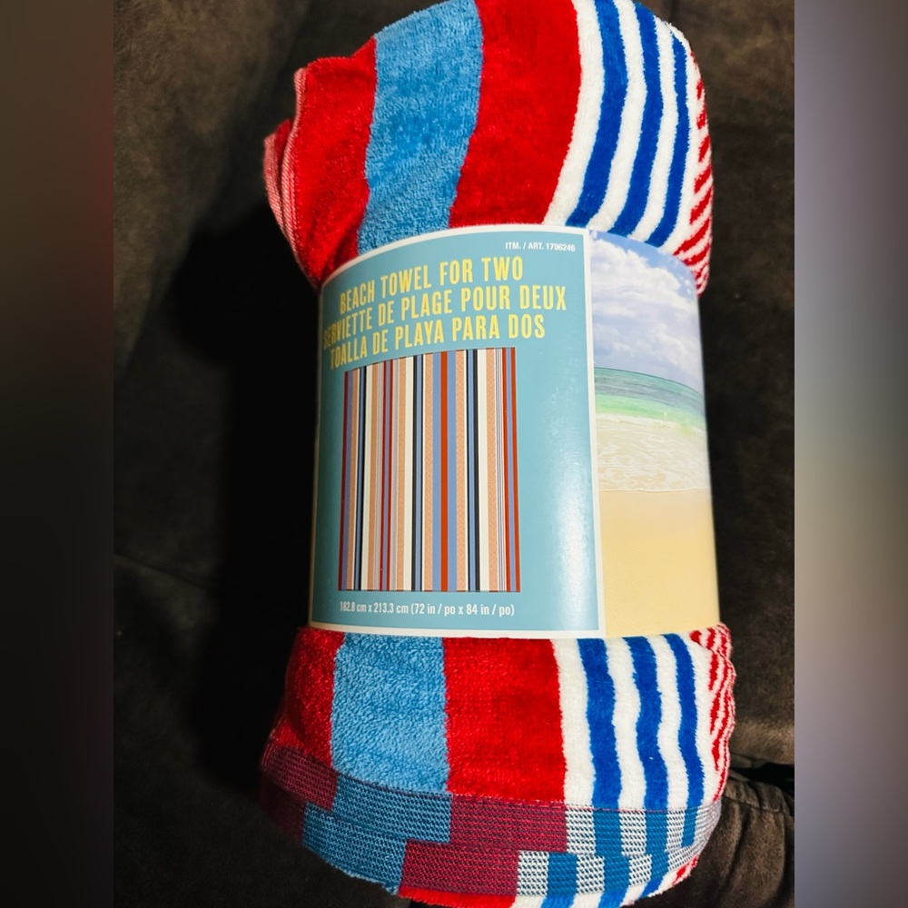 Huge Colorful Striped Design Beach Towel for Two (6ftx7ft)